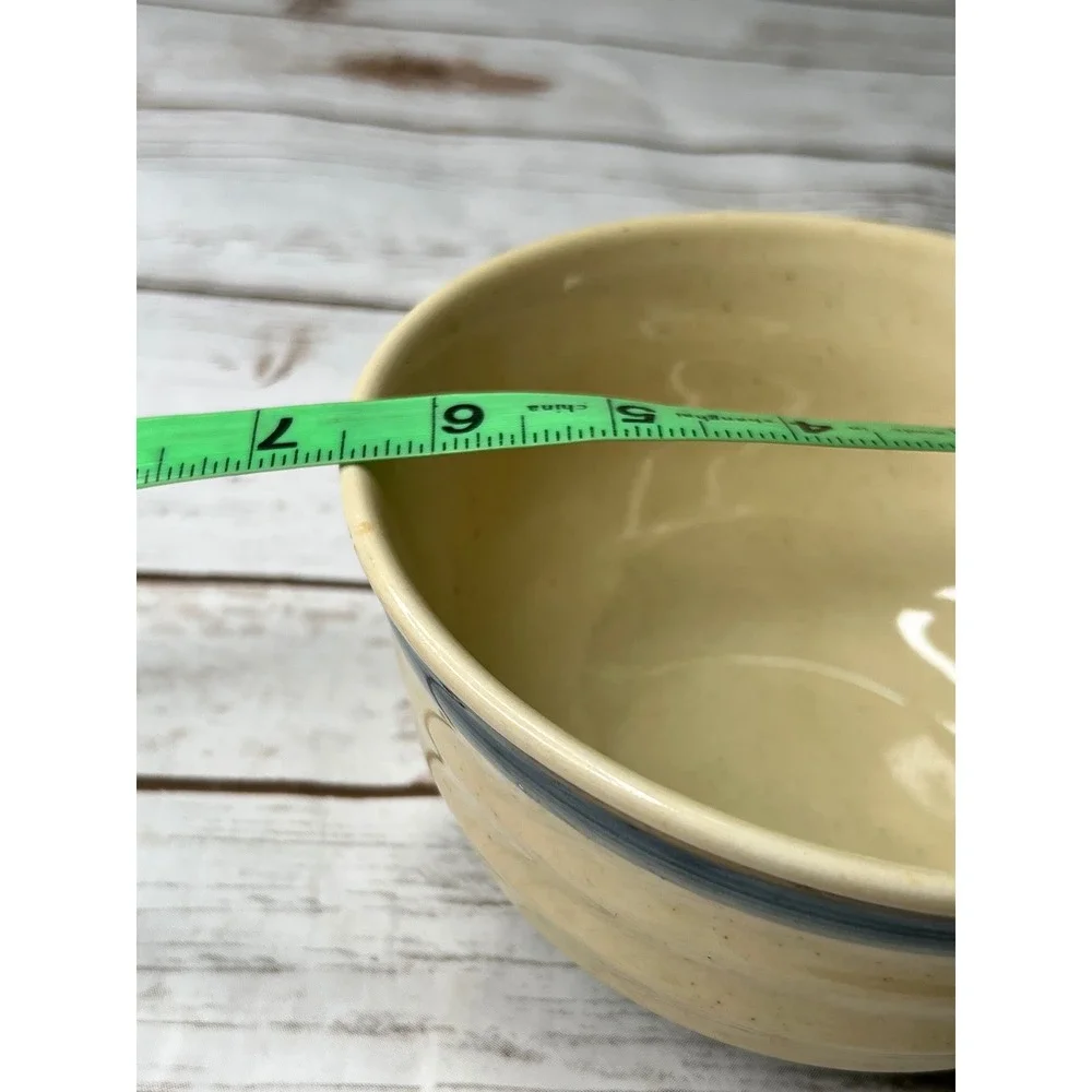 Gibson Cereal Bowl Cream Blue Rooster Farmhouse Ribbed Stoneware 6in